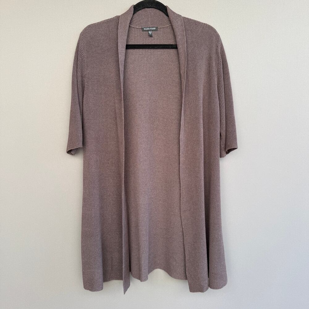 Eileen Fisher Short Sleeve Open cardigan - Long  cotton/viscose/silk - size L